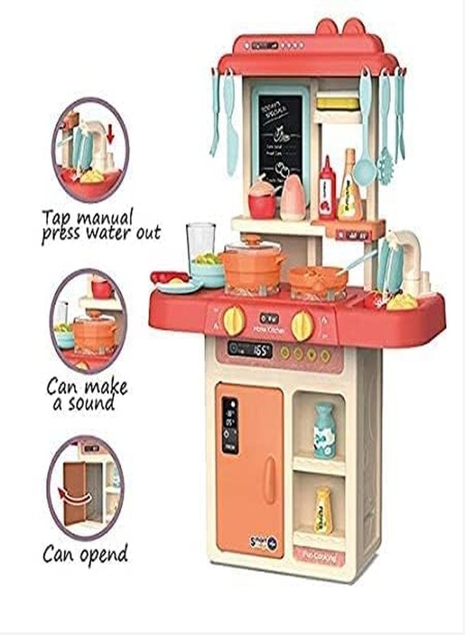 Brighterbee Girl's Plastic Little Chef Kitchen Set Toys with Realistic Lights & Sounds & Kitchen Accessories (3 Year Old, 42 Pieces, Multicolour) - Image 2